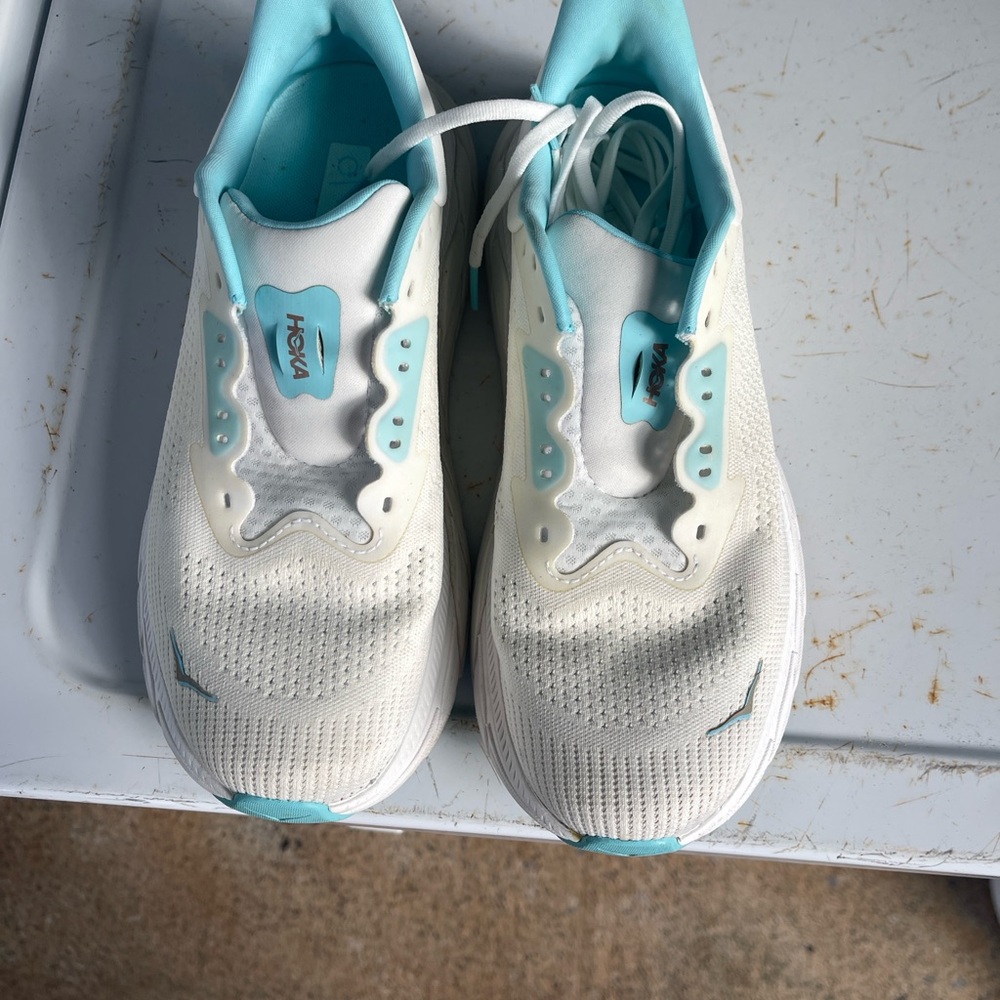 Hoka Women's White and Aqua Athletic Shoes